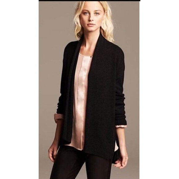 Banana Republic Easy Open Linen-Blend Cardigan Black Size M - Picture 1 of 9